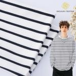 Twill Knitted Organic Terry Fabric , 40S Lycra Cotton Striped Fabric