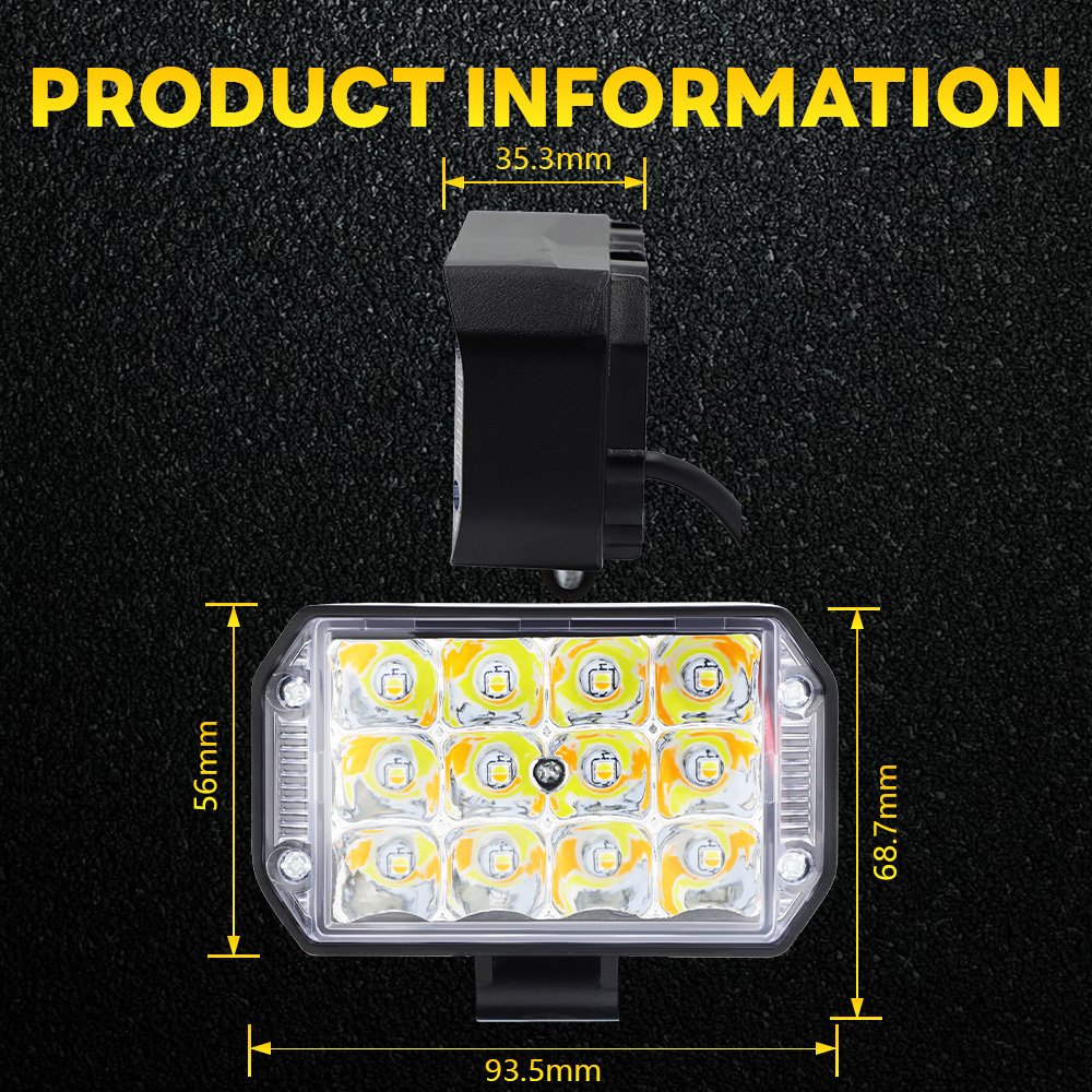 12 Beam 4 Inch White Yellow Flash LED Light For Motorcycle Accessories