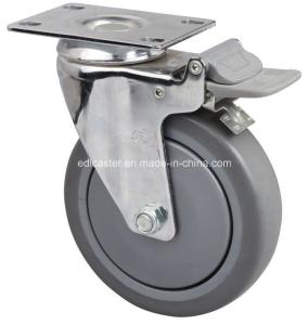 Quality Ball Bearing Customized Request Edl Chrome 6&quot; 110kg Plate Brake TPE Caster 5726-57 wholesale