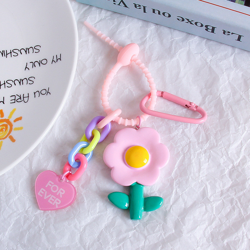 Flower Cartoon Silicone Pendant Keychain Charms Pendan Key Ring for Purse Handbag
