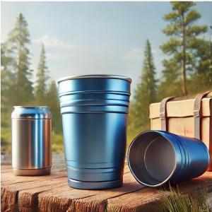 Quality Dishwasher Safe 16oz Metallic Blue Aluminum Camping Cup Lightweight Durable Aluminum Insulated Cup Reusable Aluminum Cups For Outdoor Use Lightweight wholesale