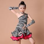 girls leopard and zebra-stripe Latin dance clothing suit children show