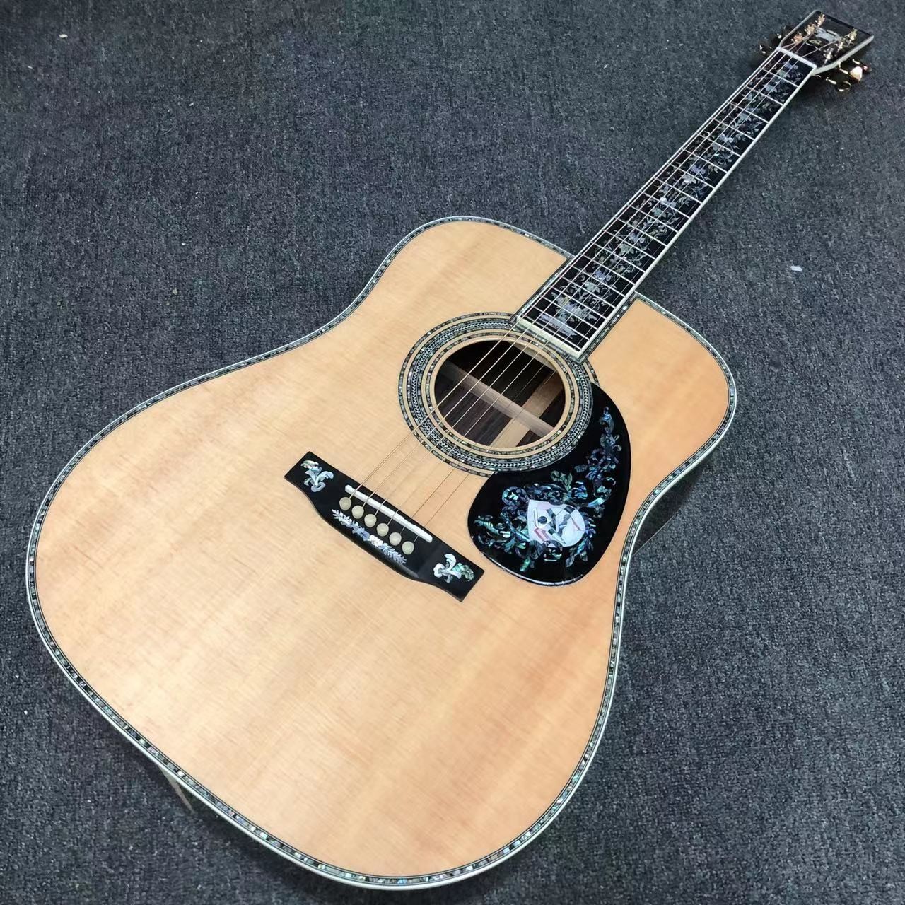 Deluxe Solid Rosewood Back Side 41 Inch D100aa Type Spruce Engraved Acoustic Guitar Abalone Inlay