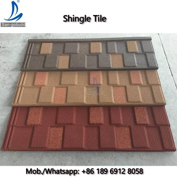 Flat Roof Tile Zinc-Aluminium Stone Coated Steel Shingles Materials 0.45mm