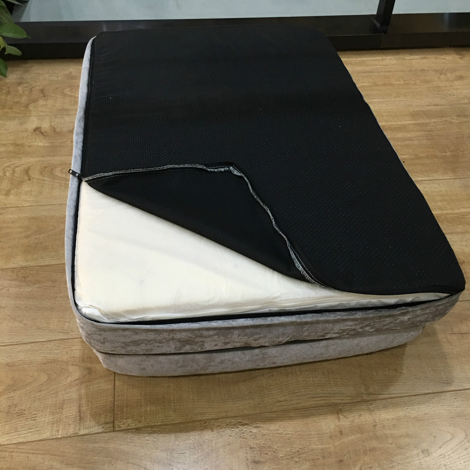 Orthopedic Memory Foam Bolster Dog Bed Non Slip Bottom Fabric 8lbs - 16lbs