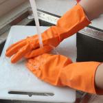 Cotton Flocklined Latex Household Rubber Gloves Durable Excellent Strength