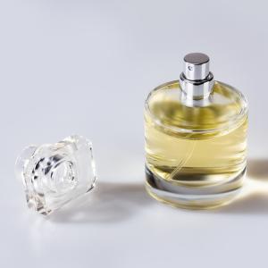 Quality Clear Short Round Spray Pump Glass Perfume Bottle 50ml wholesale