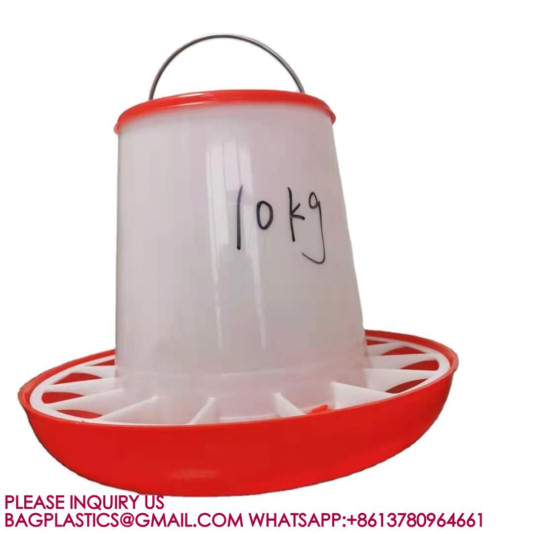 Plastic Poultry Feeder Pan Bucket Water Drinker Farm Equipment Auto 10kg Chicken Feeder