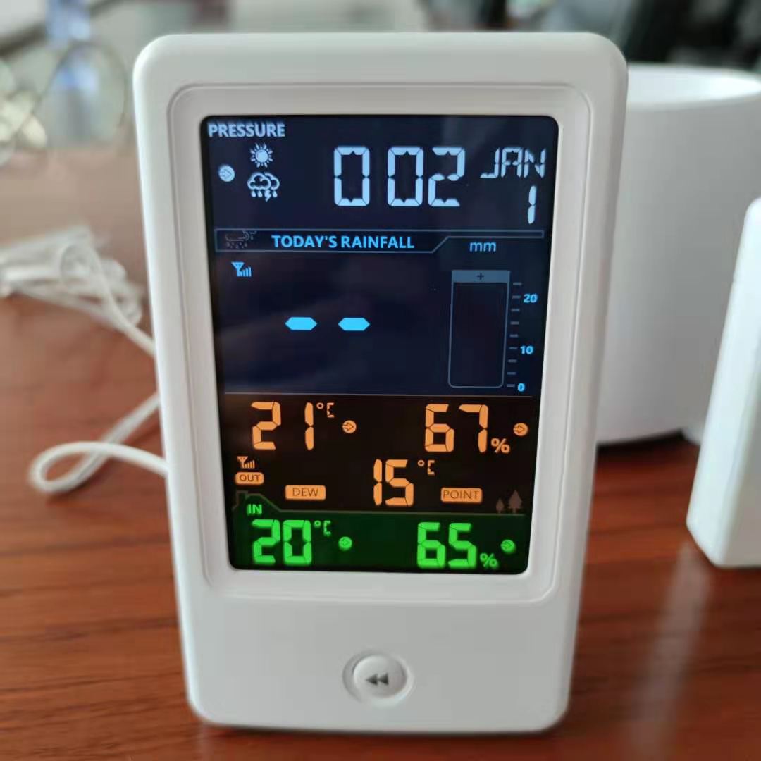 Wireless Digital Weather Thermometer With Color Display Electronic Rain Gauge With App