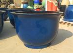 Round 60cmx37cm Blue Ceramic Outdoor Garden Pots