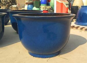 Quality Round 60cmx37cm Blue Ceramic Outdoor Garden Pots wholesale