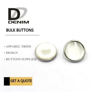 Quality Silver Shank Polyester Bulk Clothing Buttons Pearl Finish 20L With Mental Rim wholesale