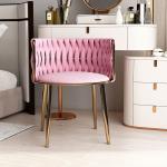 Modern Metal Frame Dining Chairs PU Armrest Velvet Seat Living Room