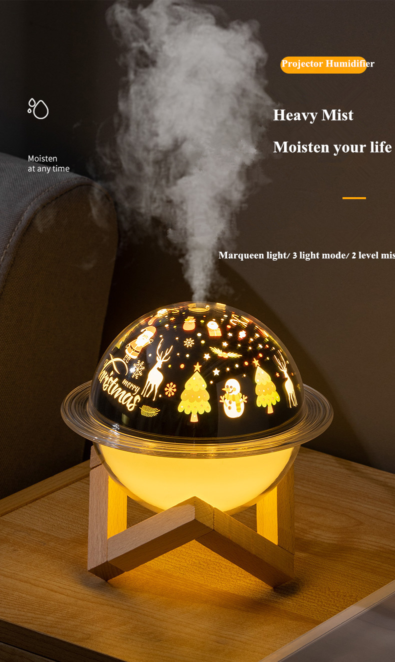 250ML Ultrasonic Humidifier Saturn Projector LED Lamp With Star Sky Ocean World Christmas Colorful USB