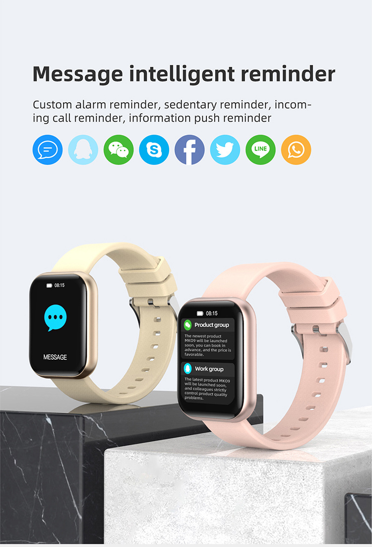 Body Temperature Blood Oxygen Test Magnetic Charging Cable Square Screen 1.65 Aluminum Alloy Shell P85 Smart Watch Wristband