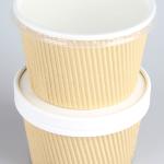 Custom Print Disposable Hot Food Grade 350gsm Kraft Brown Ripple Paper Bowl