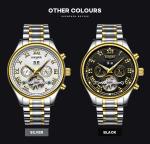 KINYUED Brand Two-Tone Gold Silver Case Solid Stainless Steel Strap Waterproof
