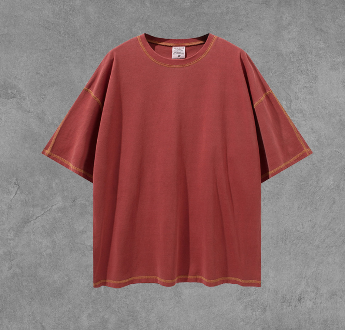 Custom Contrast Stitch Thread Blank T Shirts Short Sleeves 2XL No Label