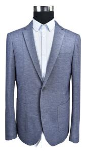 Quality All Cotton Mens Knit Blazer Half Lining Blue Mix Breathable 100% Cotton wholesale