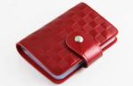 Red Lattice Patent Leather Woman Credit Card Holders Wallets