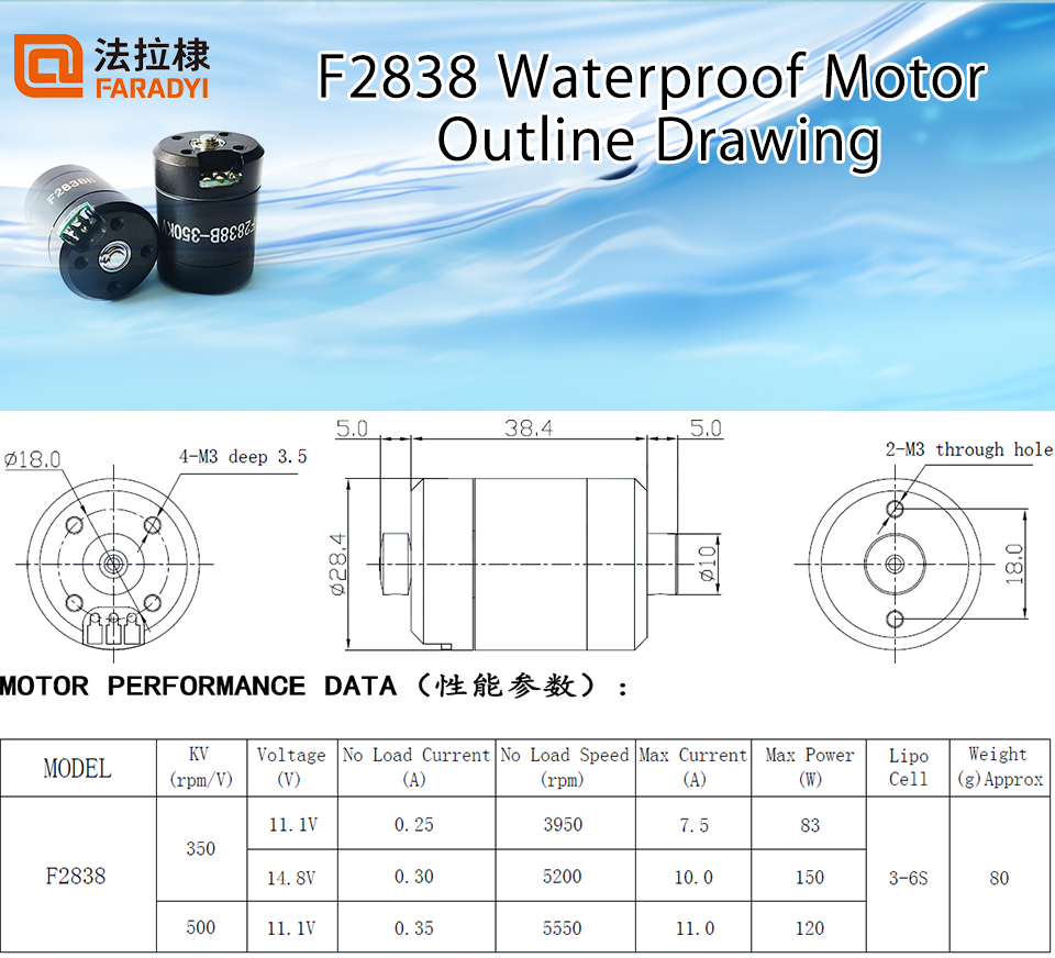 Faradyi 48V Bldc Motor Waterproof Underwater Motorized Aluminum Waterproof Pergolas Cantilever Waterproof Motor 12000W 72V