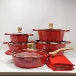 Brand New Design Black Kitchen Soup Pot Set 12Pcs Aluminum Nonstick Cooking Pot