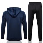 Long Drawstring Football Training Tracksuit Sky Blue Jacket Set