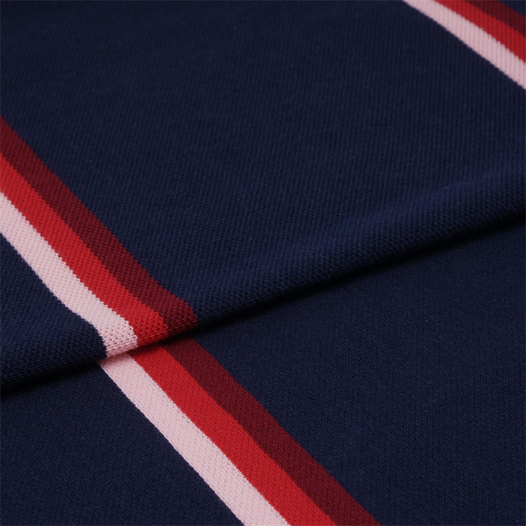 Good Texture Breathable Durable Wear-Resistant Striped Knit Fabric For Polo Shirt