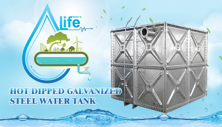 Hot Dipped Galvanized Pressed Steel Sectional Water Tanks Metal Water Storage Tanks