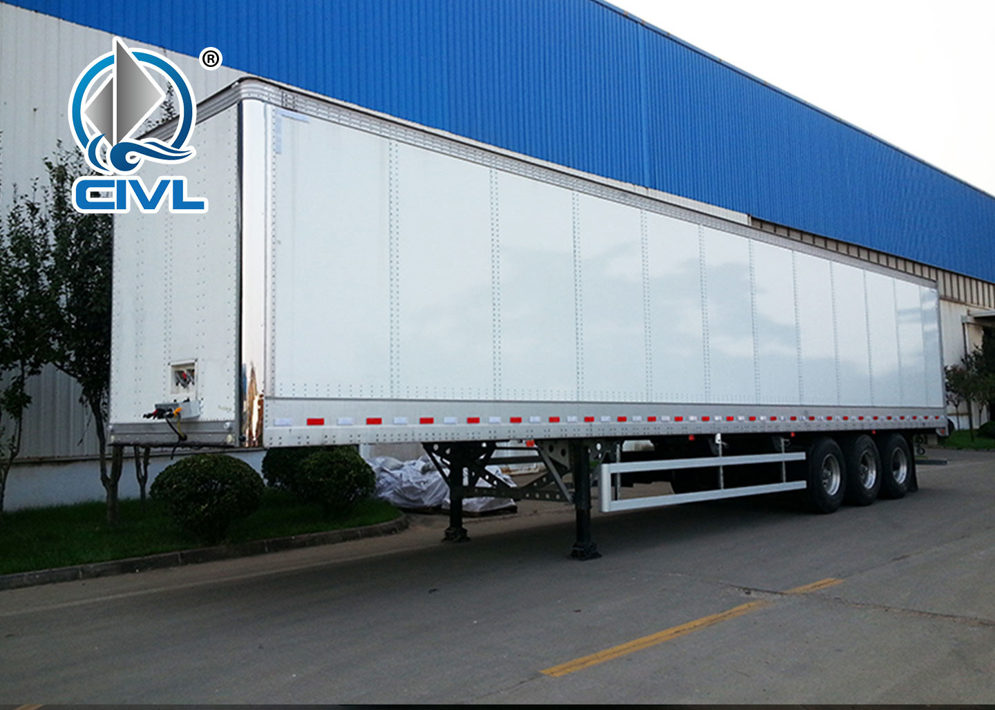 Aluminum Dry Van Semi Trailer Trucks , Three Axle Van Trailer One Year Warranty