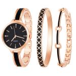 Rosegold 18cm Watch Gift Set Ladies Diamond Women'S Watch And Bracelet Gift Set
