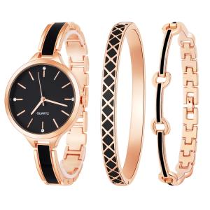 Quality Rosegold 18cm Watch Gift Set Ladies Diamond Women'S Watch And Bracelet Gift Set 3ATM wholesale