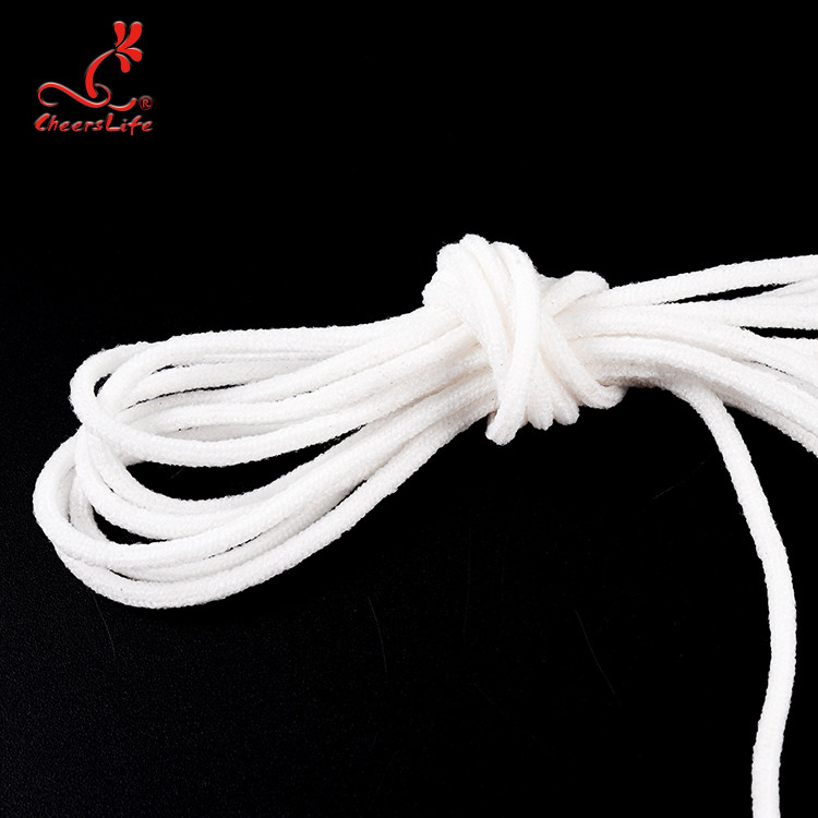 Nylon Round Elastic Earloop Cord For Mask 3mm Spandex Band White Color