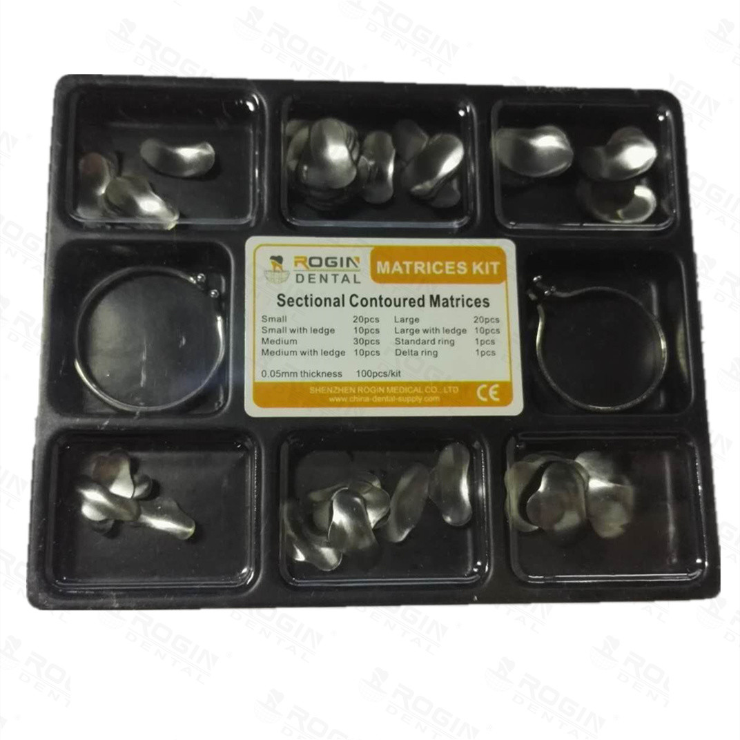 Dental Matrix System Endodontic Materials Matrices Banks Stainless Steel Bands With 6 Sizes And 2 Rings For Dentists Use