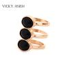 Buy cheap VICKY.HSIEH Gold Tone Triple Rings Liked with Black Stone from wholesalers