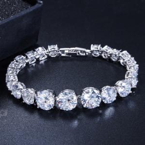 Quality New Luxury Rose Gold Silver Color CZ Bracelet Bangle for Women Open Party Gift Jewelry Wholesale wholesale
