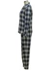 Shirt Collar Women'S Plaid Pajama Set , Women'S 2 Piece Loungewear Sets Rounded