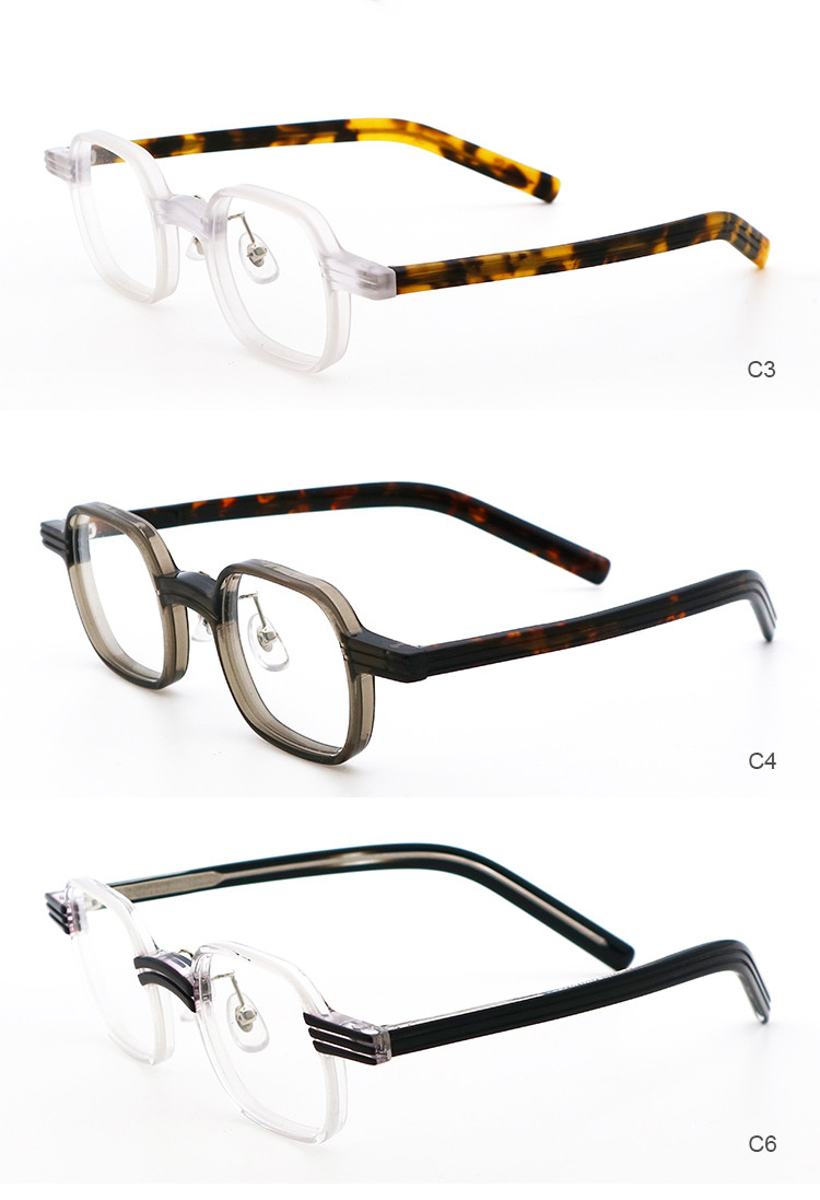 Arrivals Polygons Grey Green Acetate Glasses Frame High Quality