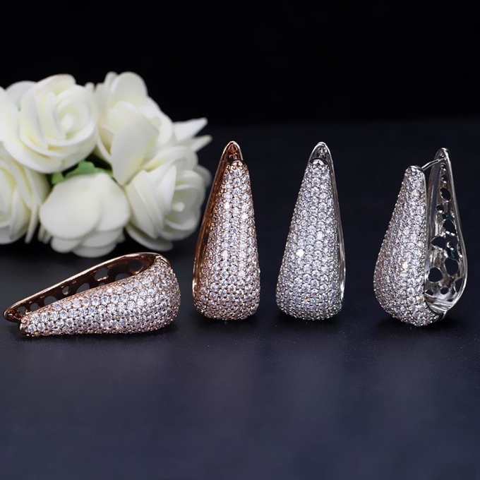 Fashion jewellery Gold Plated AAA CZ Earrings for Women Ladies jewelry earrings necklace jewelry set