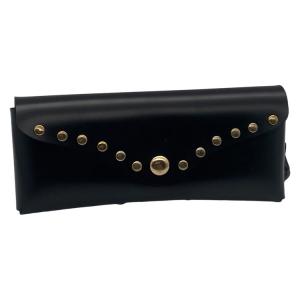 Quality Black Customizable Leather Glasses Case Embossed Logo Easy Carrying wholesale