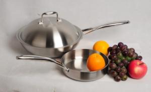 Quality wok and frying pan,3Pcs Stainless steel tri-ply cookware SHONLI-F-02,Thickness 2.5mm wholesale