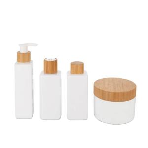 Quality 180ml White Lotion Cosmetic Bamboo Bottle With Bamboo Cap wholesale