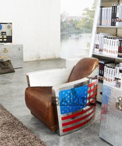 Quality antique America flag printed leather chair with aluminium frame,#2009 wholesale
