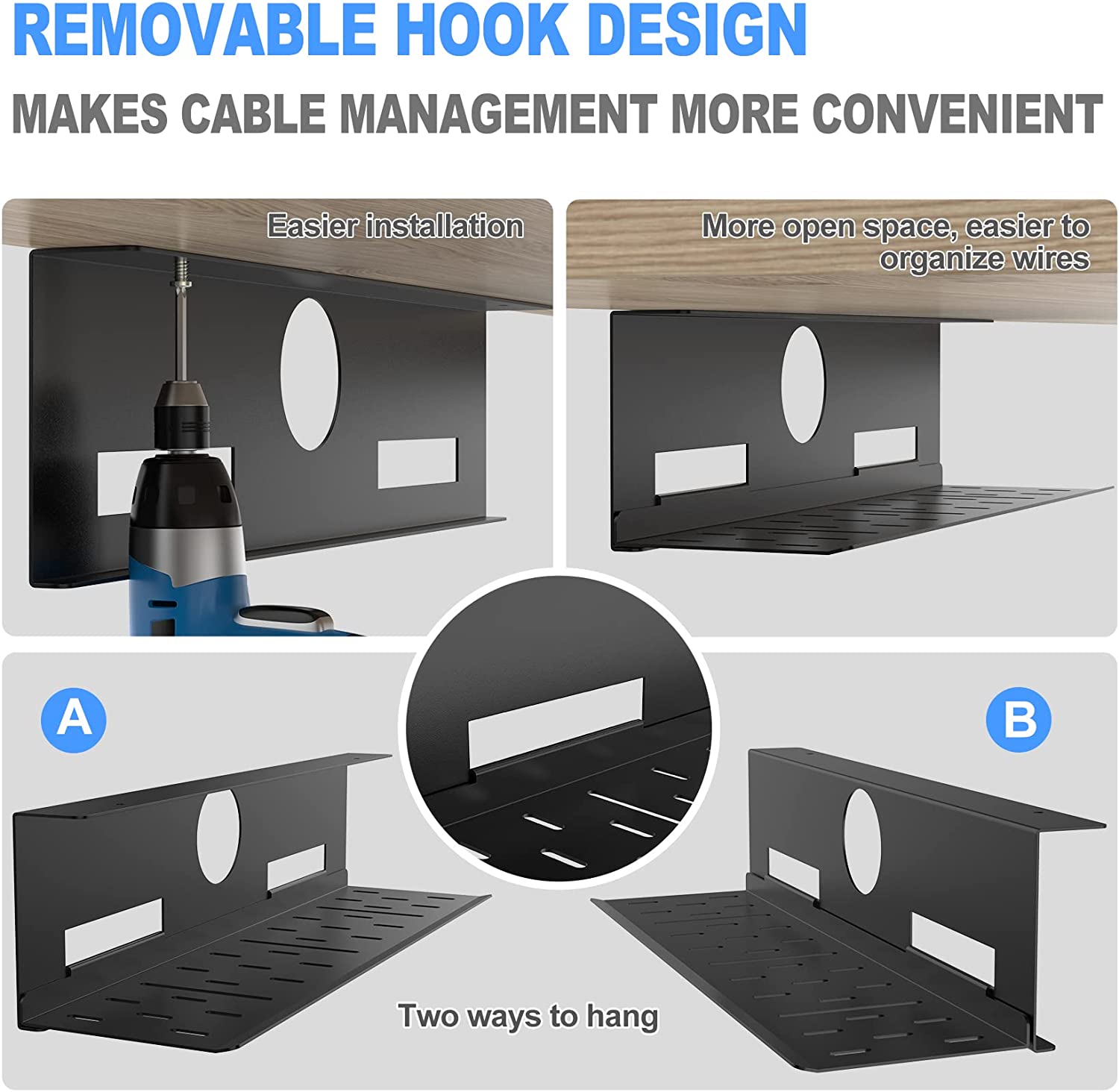 ISO9001 Rohs CE METAL Cable Management for Adjustable Cables Slot Holder in Steel Rack