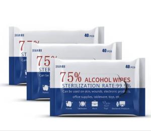 Quality Antibacterial Disinfection Wet Wipes 40PCS Hand Cleaning With 75% Alcohol wholesale