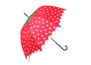 Quality 23 Inch Lovely Solid Stick Umbrella Strawberry Printing Portable For Children wholesale