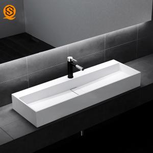 Quality Antipollution Solid Surface Wash Basin Rectangular Wall Hung Basin wholesale