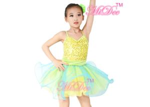 Quality lyrical ballet dance costumes Sequin Tops Two Colors Layered Tulle Skirt wholesale