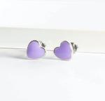 925 Sterling Silver Heart Shape Pink Enamel Stud Earrings for Little Girls'