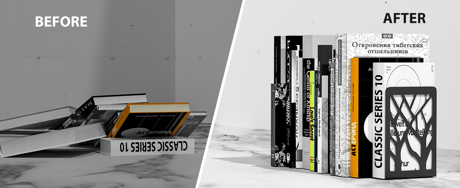 Metal Bookend for Home Office Decor Non-Skid Book Holders for Shelves Heavy Bookends